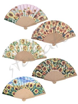 Wooden milonga fan Sunflowers