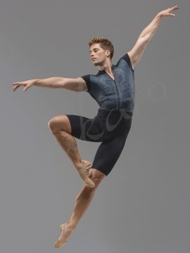 Printed Short Sleeve Biketard Moki Ballet Rosa