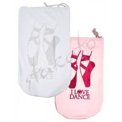 I LOVE DANCE glittery pointe shoe bag