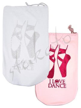 I LOVE DANCE glittery pointe shoe bag