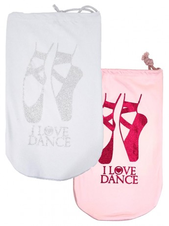 Woreczek na baletki / pointy I LOVE DANCE z brokatem