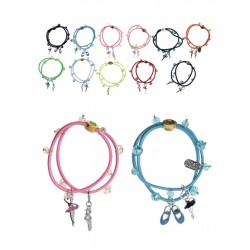 Elastic bracelet with charms and beads