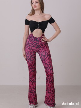 Bayamo Pink Leo short sleeve dance jumpsuit LaFitwear