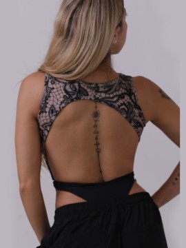 Glamour Lace Black dance bodysuit LaFitwear