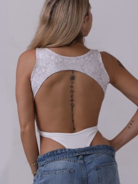 Body taneczne dwuczęściowe Glamour Lace White LaFitwear