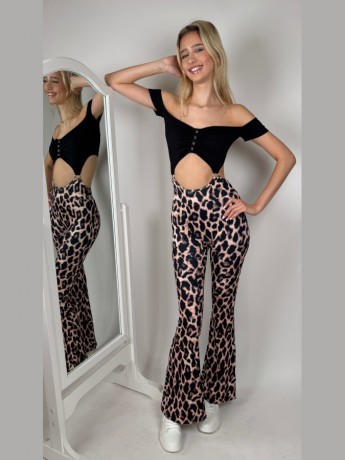 Bayamo Pink Leo short sleeve dance jumpsuit LaFitwear