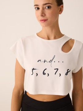 Asymetryczny mini top z nadrukiem "and... 5, 6, 7, 8" Pridance