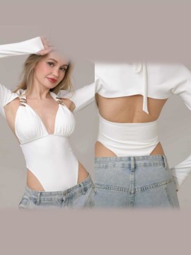 Dance set leotard & shrug Salta White LaFitwear