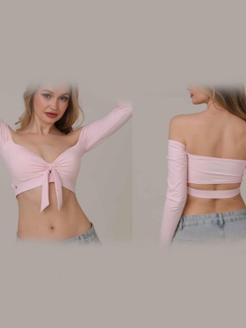 Salvador Milky Rose off-shoulder dance top LaFitwear