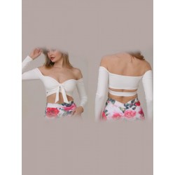 Salvador White off-shoulder dance top LaFitwear
