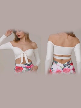 Salvador White off-shoulder dance top LaFitwear