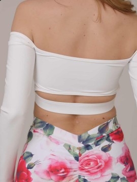 Salvador White off-shoulder dance top LaFitwear