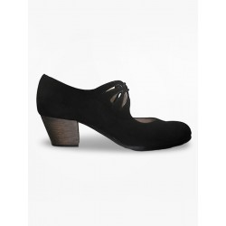Flamenco shoes M54 Cordonera Calado Ante Negro 5 cm Begoña Cervera