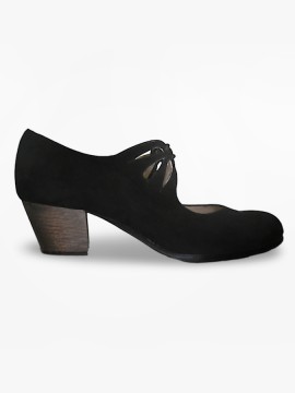 Buty do flamenco M54 Cordonera Calado Ante Negro 5 cm Begoña Cervera