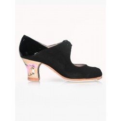 Flamenco shoes M69 Arty Ante Negro Charol Negro FLOR ROSA 6 cm Begoña Cervera