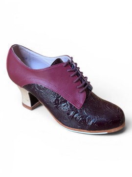 Buty do flamenco M11 Blucher Box Repujado Burdeos 6 cm Begoña Cervera