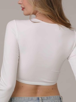 Top taneczny z długim rękawem Peru White LaFitwear