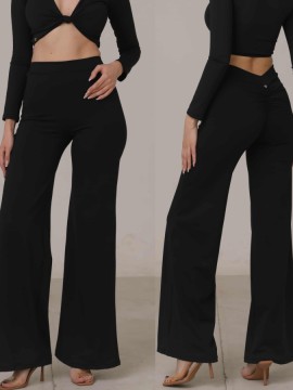 Spodnie z szerokimi nogawkami Bogota Black LaFitwear