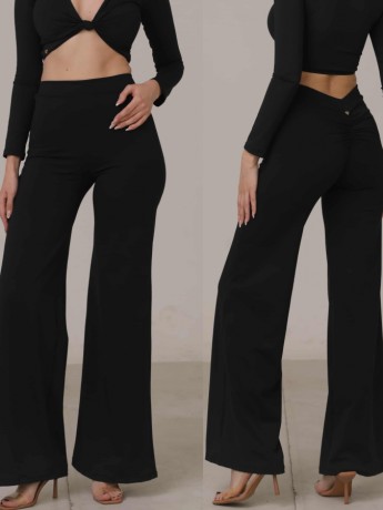 Wide leg slit pants Bogota Black LaFitwear
