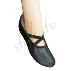 Leather slippers with elastics