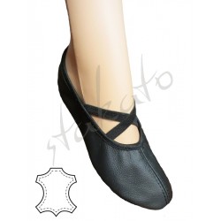 Leather slippers with elastics