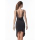 Asymmetrical dress with draping and mesh